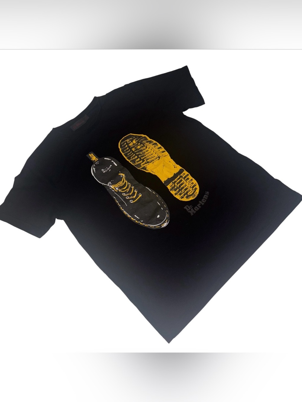 Vintage Dr. Martens Black Tee with Yellow Boot Graphic Young Adult Men's M - Picture 4 of 12